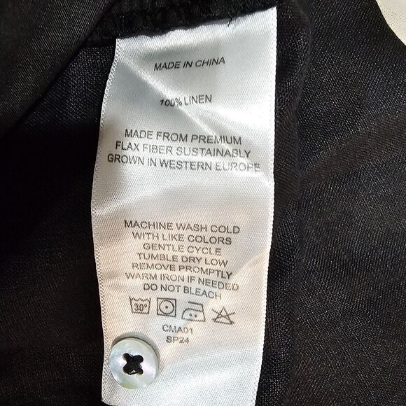 Quince 100% European Linen Swing Dress Black Large NWT Minimalist Quiet Luxury - Picture 8 of 9